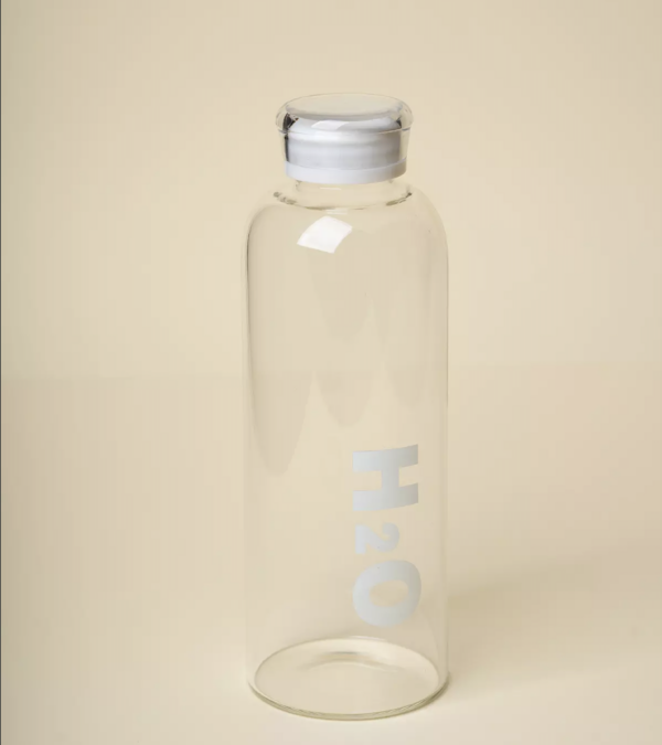 white H20 গ্লাস ওয়াটার বোতল ৮০০ মি.লি.
