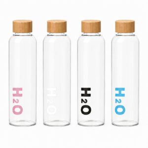 Premium H2O Borosilicate Glass Bottle – Bamboo Lid | 1000ml