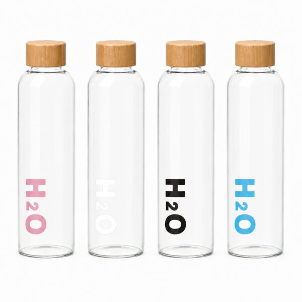 Premium H2O Borosilicate Glass Bottle – Bamboo Lid | 1000ml