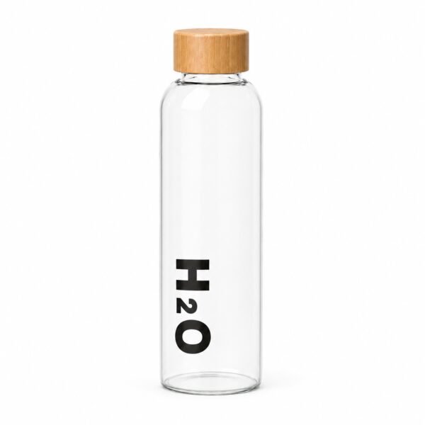 Premium H2O Borosilicate Glass Bottle – Bamboo Lid | 1000ml