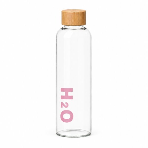 Premium H2O Borosilicate Glass Bottle – Bamboo Lid | 1000ml