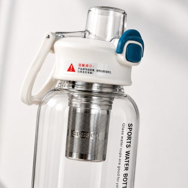 1.5L Borosilicate Glass Drinking Bottle with Straw & Removable Filter