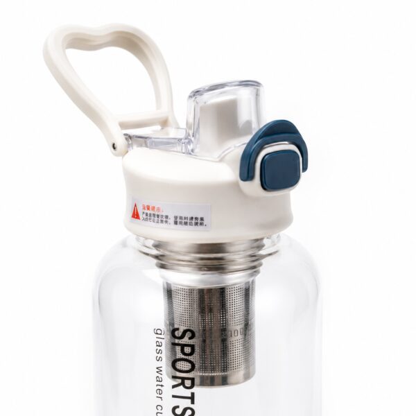 1.5L Borosilicate Glass Drinking Bottle with Straw & Removable Filter
