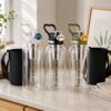 1.5L Borosilicate Glass Drinking Bottle with Straw & Removable Filter