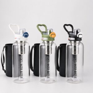 1.5L Borosilicate Glass Drinking Bottle with Straw & Removable Filter